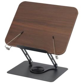 Book Stand for Reading, Adjustable Book Holder with 360° Swivel Base (Color: Black)
